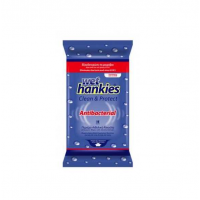 Wet Hankies Clean & Protect Antibacterial, Αντιβακτηριδιακά Μαντηλάκια με Αιθυλική Αλκοόλη, 15 τεμάχια