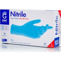 GMΤ Γάντια Νιτριλίου Nitrile Χωρίς Πούδρα Μπλε 10 x 100τμχ
